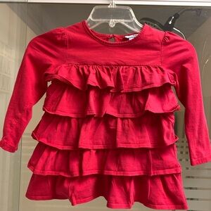 Hartstrings Girls’  Red  Top Layered Ruffles Long Sleeves Valentines Sz 5 -EUC